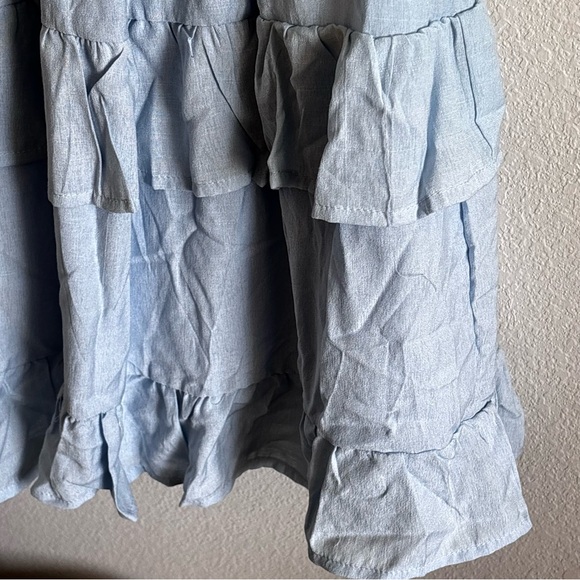 Light Blue Ruffle Strap Sundress - Picture 3 of 5